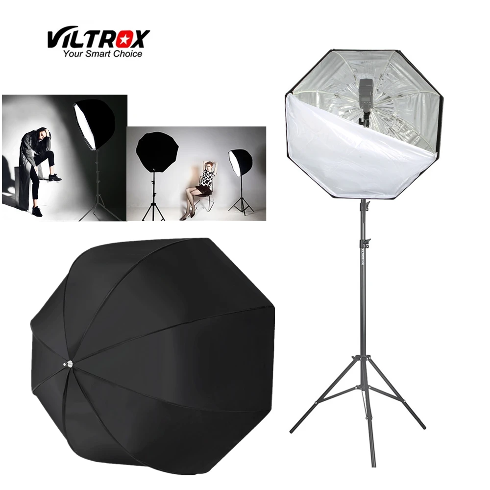 Viltrox 80 см/120 см восьмиугольник зонтик Фото Студийный софтбокс Отражатель+ 74," осветительная подставка+ кронштейн для вспышки комплект для DSLR камеры Speedlite
