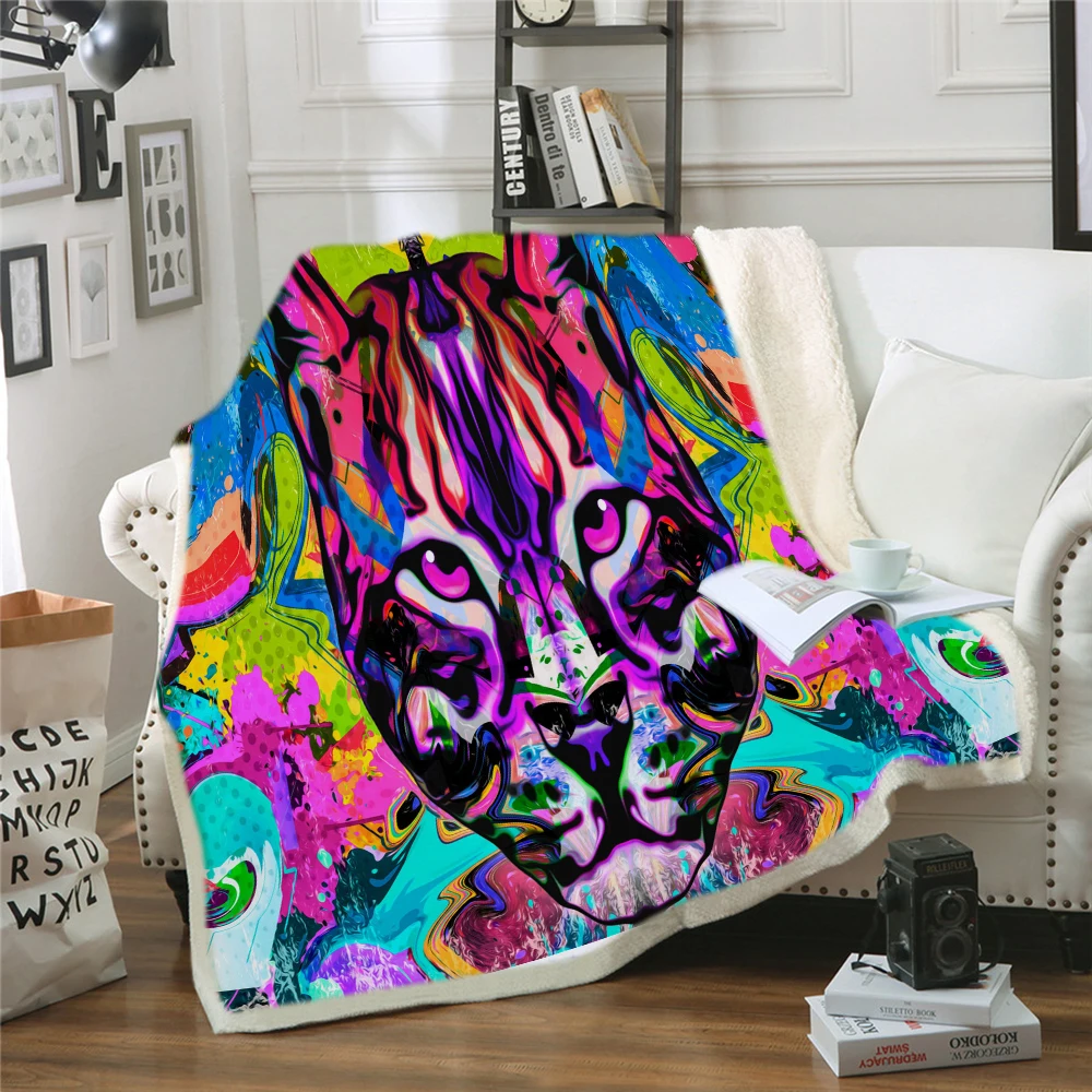 

Теплое плюшевое одеяло с принтом тигра, Льва, собаки, кота