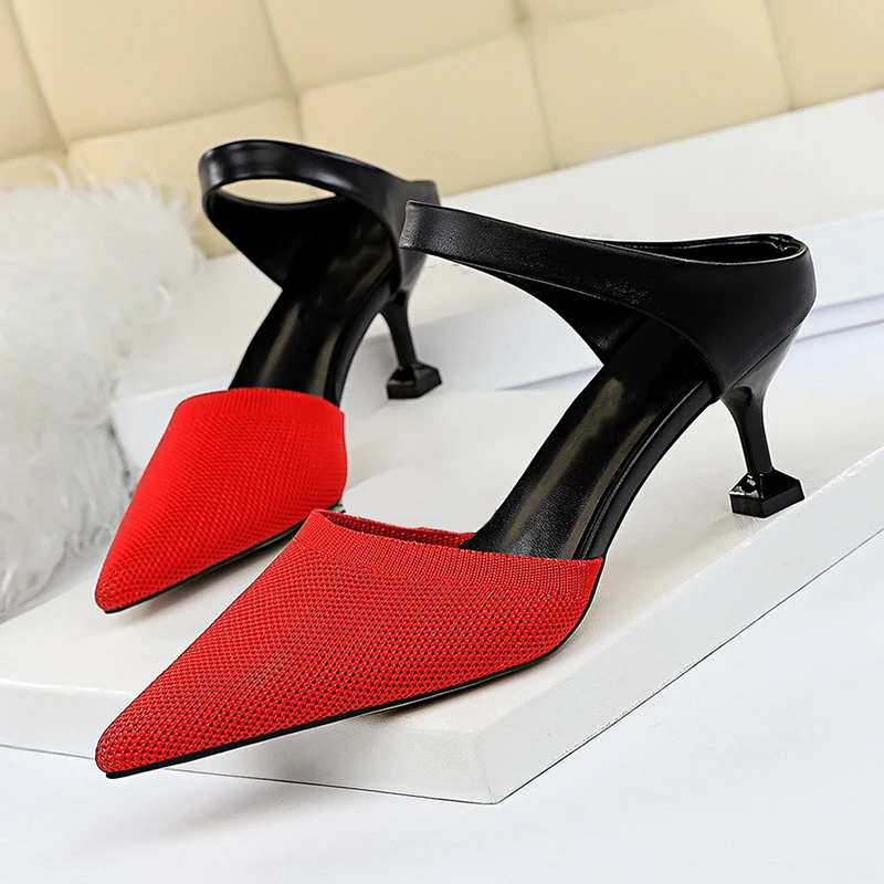 DEAT/женские шлепанцы с острым носком на тонком каблуке популярная модель 10I802