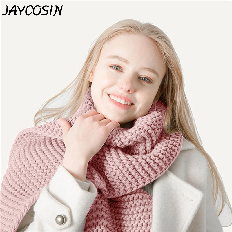 Unisex Scarf Coarse Woollen Handmade Solid Color Ladies Fashion Winter Keep Warm Thickened Knit foulard femme a21 |