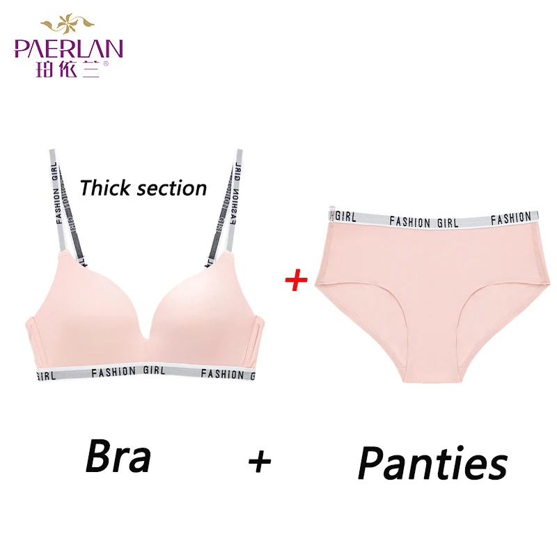 4636 Pink Set PAERLAN, красный, 3/4 чашка, глубокий v-образный вырез, Одноцветный бюстгальтер, заполненный, высокий бюстгальтер, сексуальный, женский, интимный, нижнее белье - Цвет: 4636 Pink Set