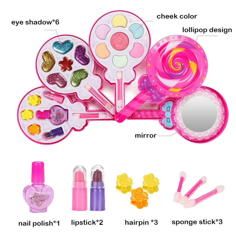 

Kids Make up toys Princess Cosmetics For Children Makeup set Cute Lollipop styling Pretend Play Makeup Toys For Girl Makeup Toys