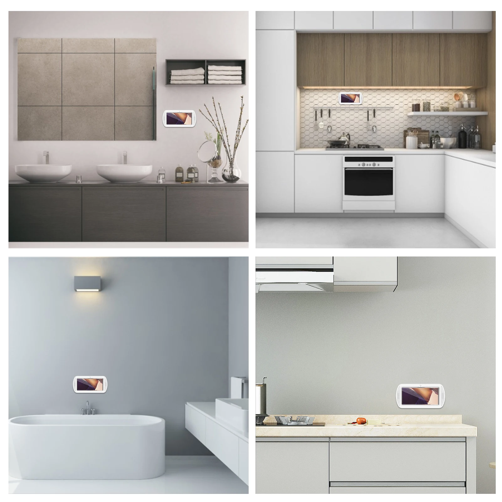 

Hole-Free Installation Shower Phone Holder Bathroom Waterproof Wall Mount Phone Case Compatible Mobile Phones Holder favorable