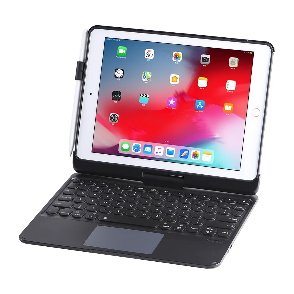 Для iPad 9,7 Pro 9,7 Air 1 2 Чехол с поворотом на 360 градусов PU TPU чехол-подставка с цветной Подсветкой Bluetooth сенсорная клавиатура