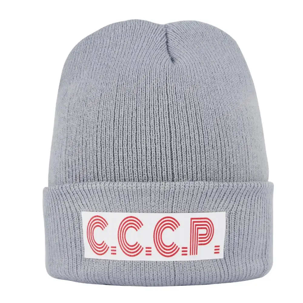 Русская Шапка бини с принтом CCCP Мужская зимняя вязаная шапка Toque женская кепка