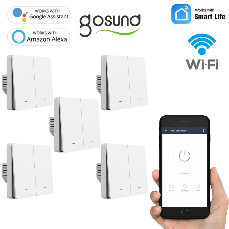 

Смарт-выключатель с Wi-Fi, 10 А, без концентратора, 5 шт.