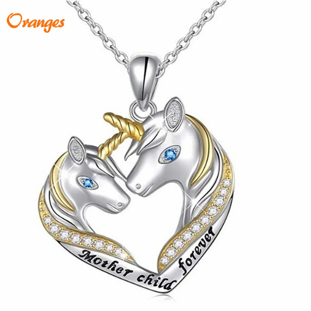 Женский чокер Золотая синяя цепочка Единорог чистый ожерелье любовь воротник