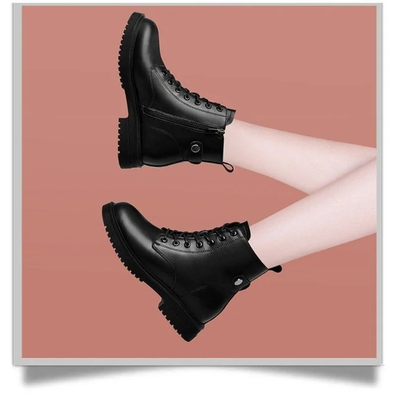 Stiefeletten für Damen Herbst Winter Damen Chelsea-Stiefel Kurze Stiefel Flache Schuhe Mode Plateaustiefel Gothic Botas De Mujer