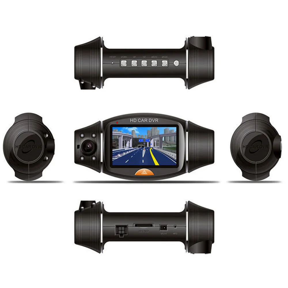 Автомобильный видеорегистратор 2 7 дюйма TFT HD два объектива ночное видение датчик