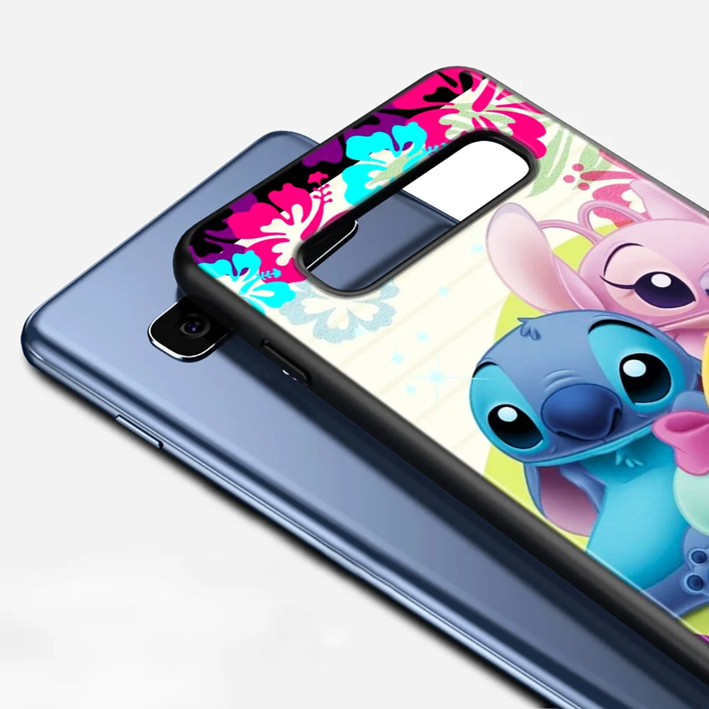 Disney Cartoon Animation Lilo Stitch For Samsung Galaxy S22 S21 S20 FE Ultra S10 Lite S9 S8 Plus S7 5G Silicone Black Phone Case
