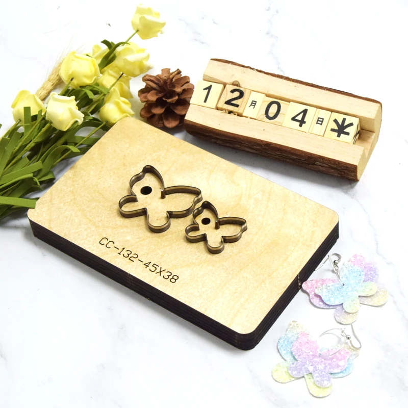 

Новые деревянные серьги-бабочки с высечкой «сделай сам», Лазерная Форма с японским лезвием для резки кожи