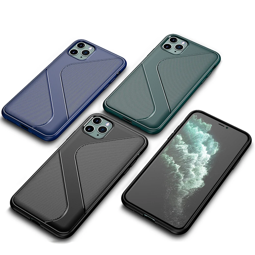 Простой нескользящий Полосатый чехол для телефона Aplle 11 Pro Max силиконовый Coque Capa