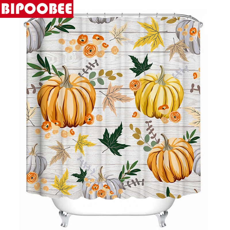 Осенняя занавеска для душа набор ванной комнаты с изображением кленовых листьев