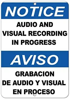 

Crysss Warning Sign Notice Audio and Visual Recording in Progress Road Sign Business Sign 8X12 Inches Aluminum Metal Sign