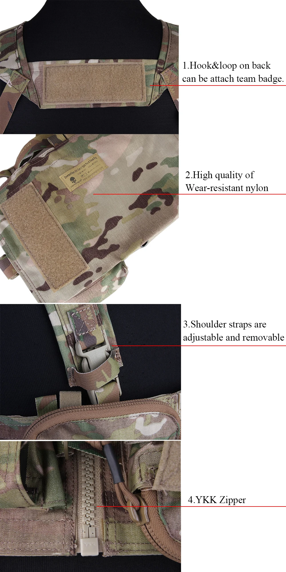 EMERSONGEAR UW Gen V Сплит Передняя нагрудная установка для тела Броня страйкбол Пейнтбол боевой Молл жилет тактический нагрудная установка Мультикам EM7451