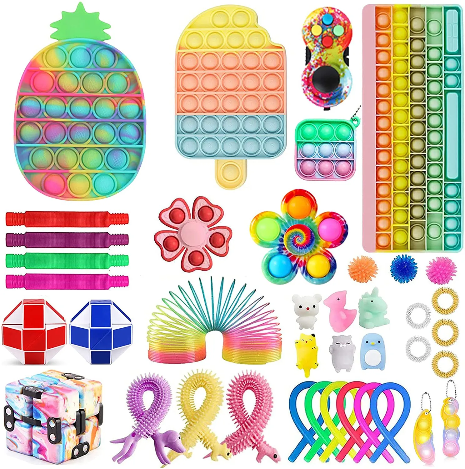 

Toy To Relieve Autism Rainbow Fidget Stress Relief Squeeze Toys Set for Kid Anti-Stress Game Simple Dimple Fidget Relax Toy