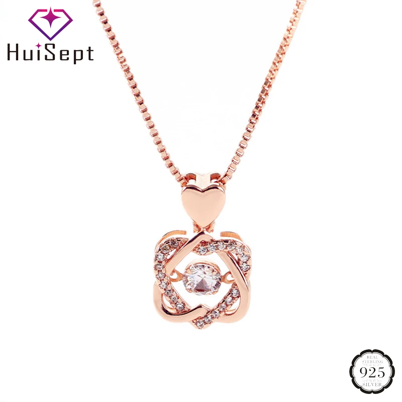 HuiSept модное ожерелье 925 серебряные ювелирные изделия розовое золото в форме