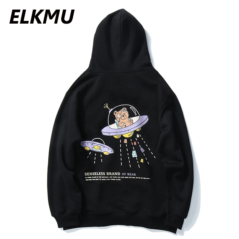 Флисовые Толстовки с забавным принтом ELKMU в стиле Харадзюку свитшоты уличная