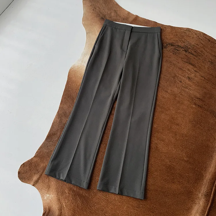 

Women's Blazer or Pants Solid Color Double Breasted Loose Coat High Waist Straight Long Trousers for Office Lady Wear