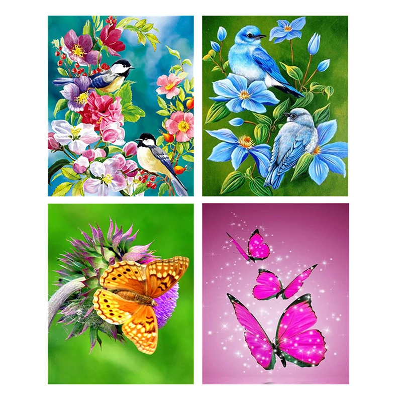 Краска по номерам бабочки и цветы DIY для взрослых рамка домашний декор Настенная