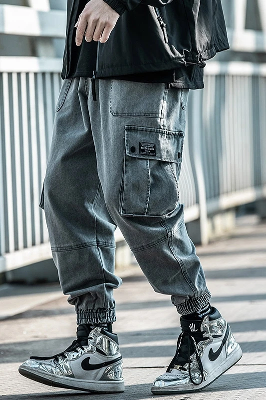 

Japanese style Men's clothes overalls loose versatile Multiple pockets Cargo Pants Jogger Trousers oversized Hiphop Harajuku