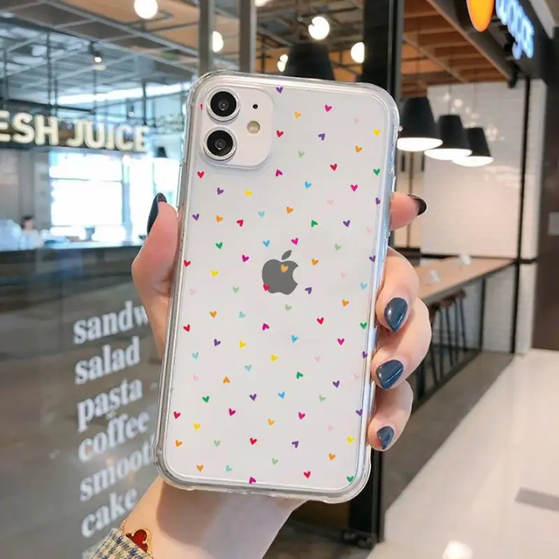 

Love heart lovely bling Phone Case Transparent for iPhone 11 12 mini pro XS MAX 8 7 6 6S Plus X 5S SE 2020 XR