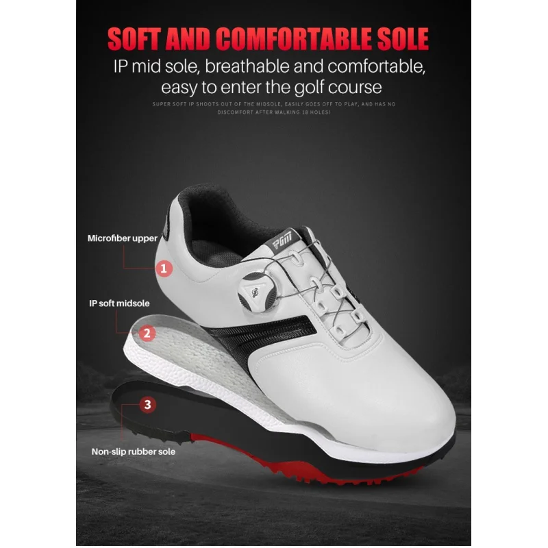 PGM Men's Waterproof Golf Shoes With Soft And Comfortable Non-slip Sole