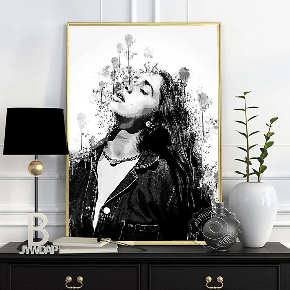 

Elegant Goddess Black White Poster, Tate Mcrae Fans Collect Art Prints, Canadian Singer-Songwriter Sketch Minimalism Home Decor