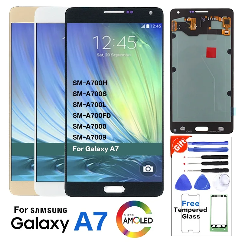 Супер Amoled дисплей ЖК экран для SAMSUNG Galaxy A7 2015 LCD A700 A700F сенсорный дигитайзер