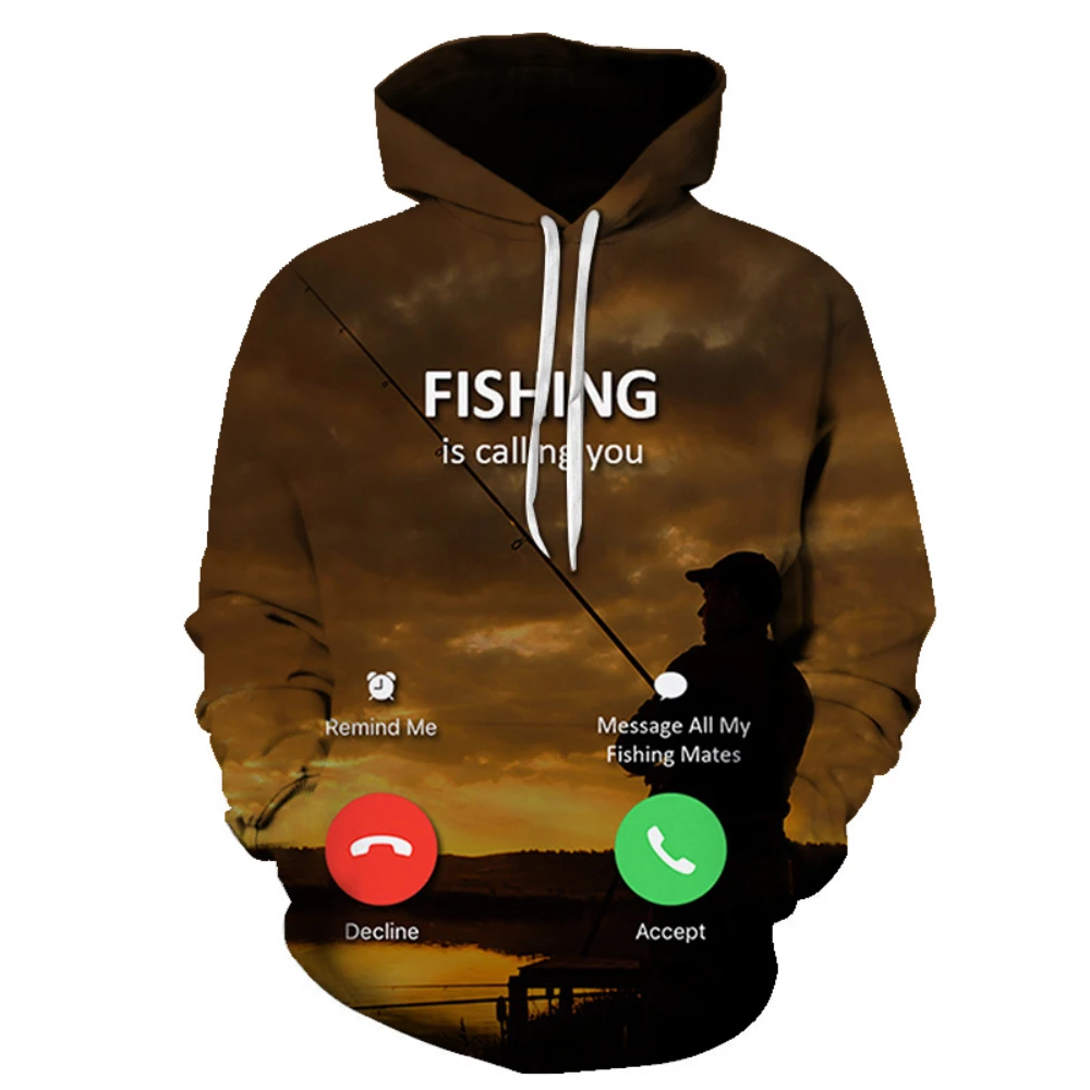 

Men's and Women's Hoodie Fishing Background Pattern Men's and Women's Sweatshirt Spring and Autumn Personality Sweatshirt
