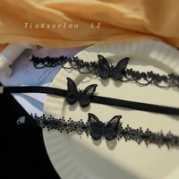 playful cute girl black velvet lace butterfly choker loli jk skirt student clavicle neck chain fairy jewelry women necklace gift