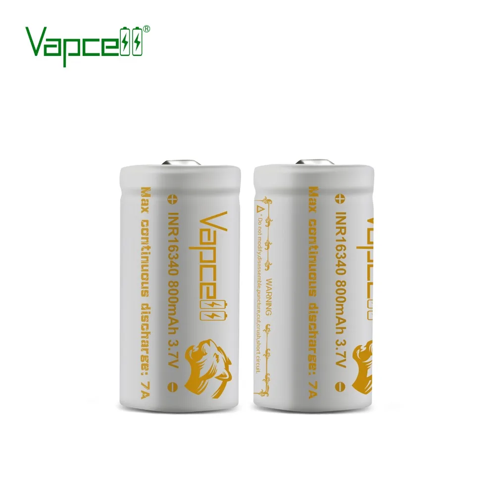 Высокая мощность HKJ тест Vapcell 16340 800mah 7A 3,7 v RCR123A аккумуляторная батарея для фонарика