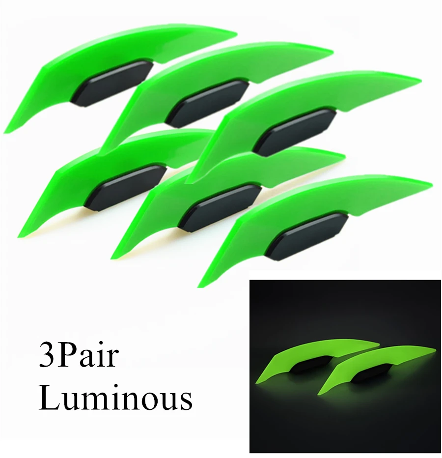 

3pair/set Fluorescent Motorcycle Side green Winglets Wind Fin Spoiler Trim Cover Air Deflector Universal