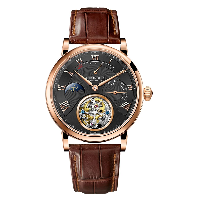 

LUXURY SWITZERLAND MECHANICAL WATCH MEN'S REAL TOURBILLON ST8007 MOVEMENT HOLLOW MEN WRIST WATCHES CALENDAR RELOJ DE HOMBRE