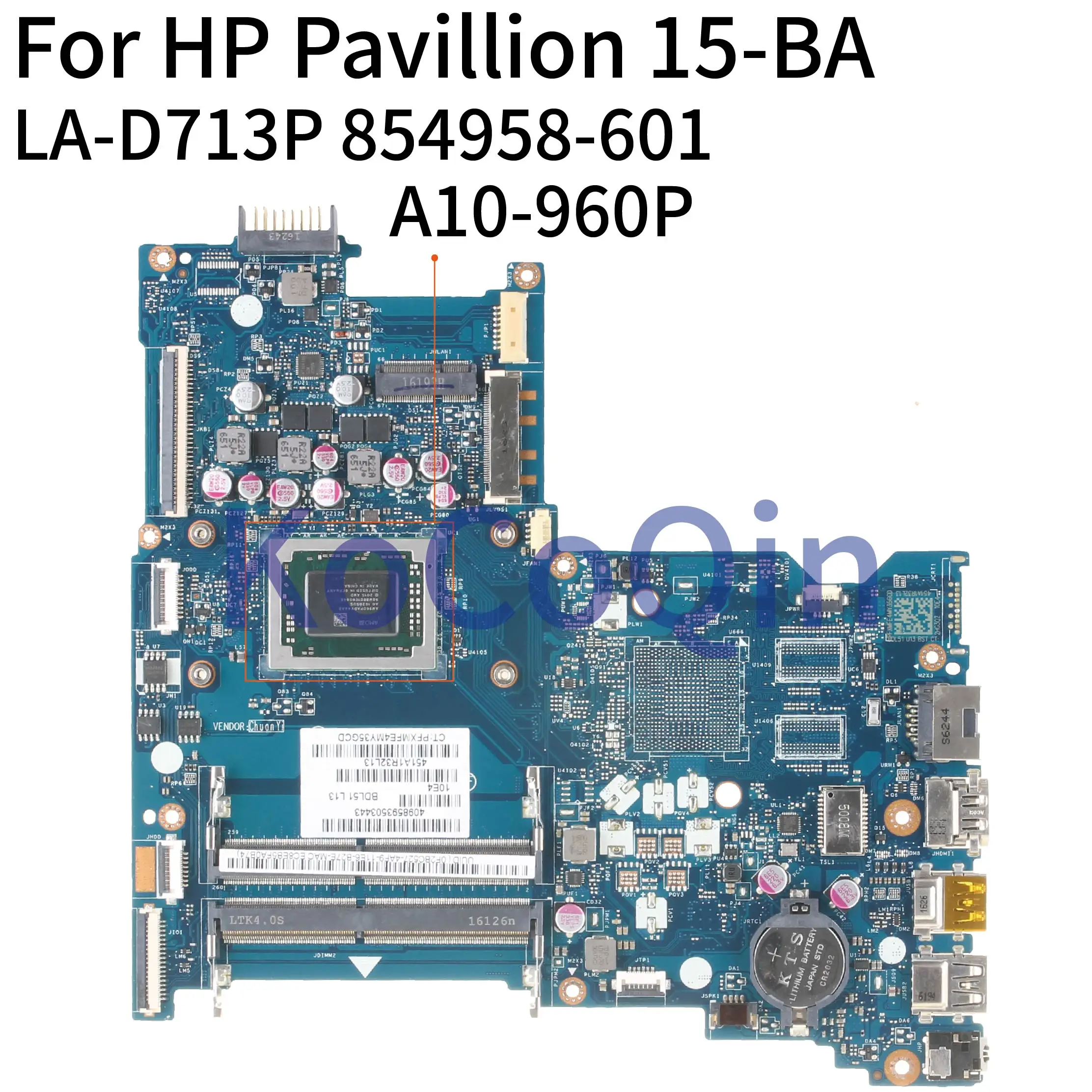 KoCoQin материнская плата для ноутбука HP павильон 15 BA 15Z A10 9600P AM960P 854958 001 601 LA D713P