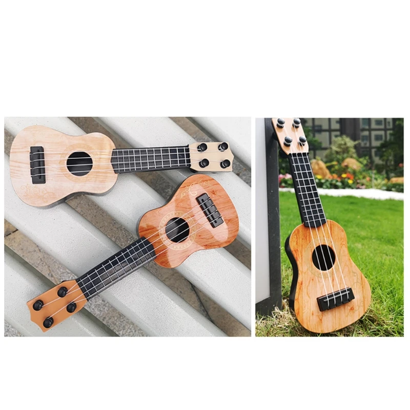 

Guitar Toy 4 Strings Mini Children Musical Instruments Educational Learning Toy for Toddler Beginner Brown Yellow Drop shipping