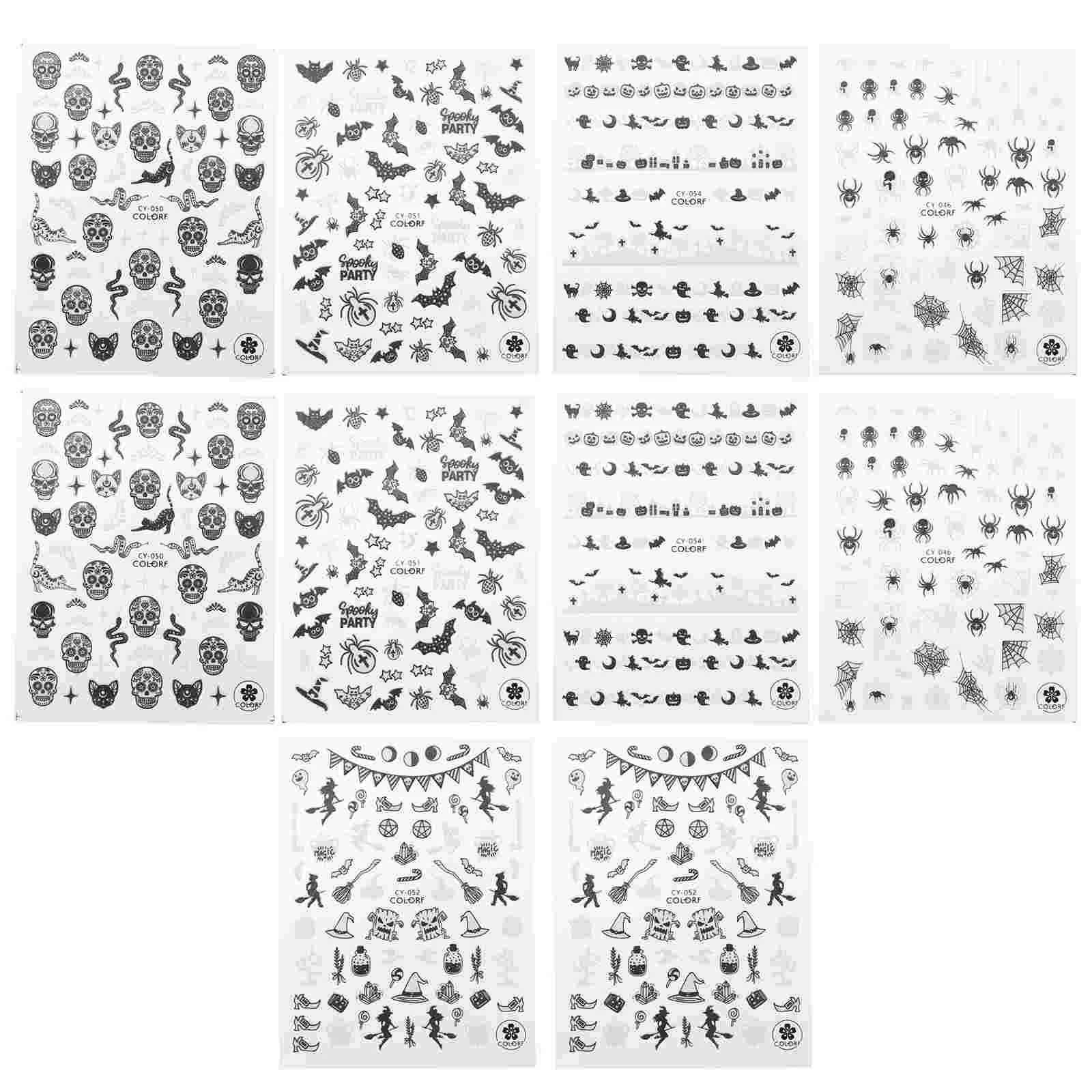 10 Sheets Nail Stickers Luminous Nail Stickers DIY Nail Decor