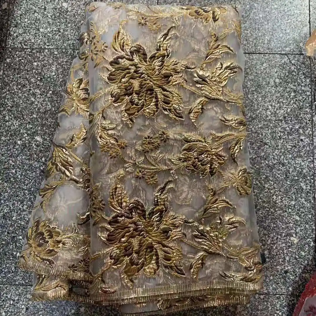 XIUYSAI новейшая нигерийская парча шнурки Ткань Высокое качество жаккард Розовый