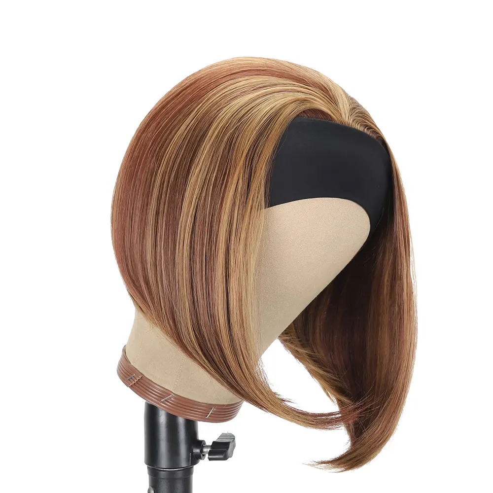 

Ombre Highlight Headband Wig Synthetic Headband Short Straight Bob Wigs Full Machine Made Wig Glueless For Black Women
