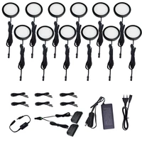 Led Touch DimmerUnder Cabinet light Black round lamp puck lights wardrobe Counter Furniture Shelf Lamp ligting cupboard Kitchen