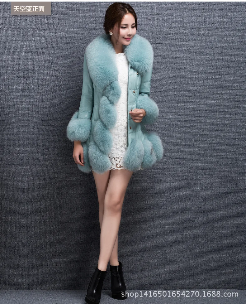 

2020 plus size fashion thick winter fox fur collar long women's slim warm fur coat new coat