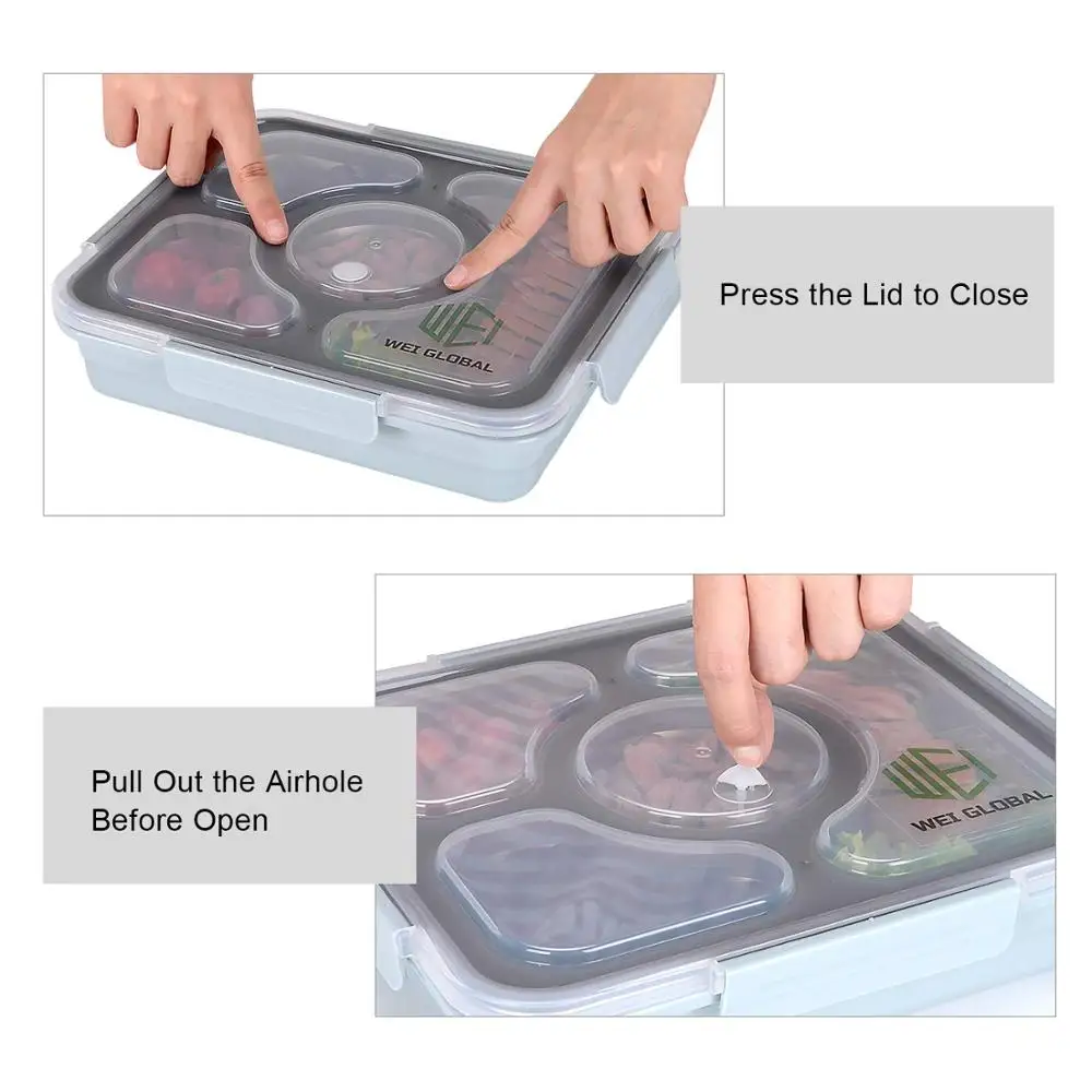 

Leak Proof Stainless Steel Lunch Box With 4 Compartments On-The-Go Meal And Snack Packing Food Box