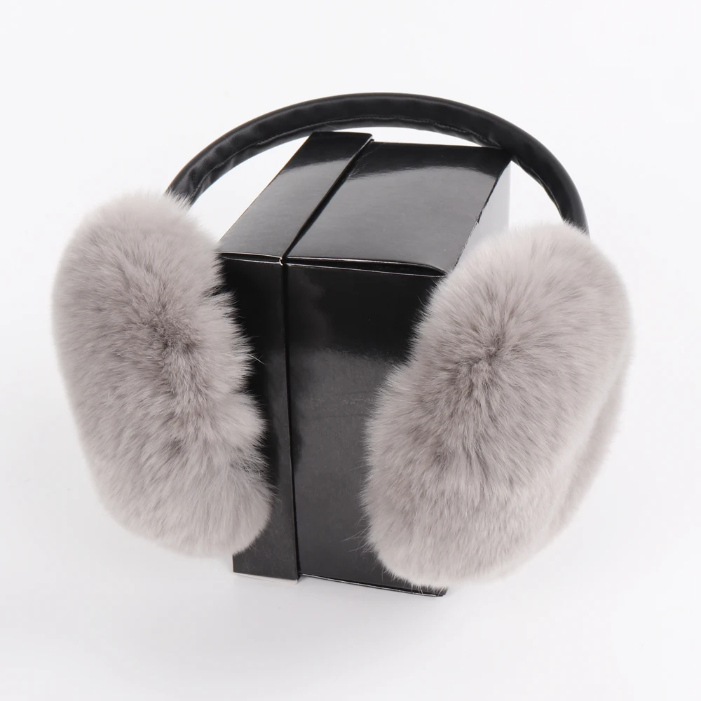 Зимние женские Теплые ботильоны на настоящий мех кролика наушники для девочек из