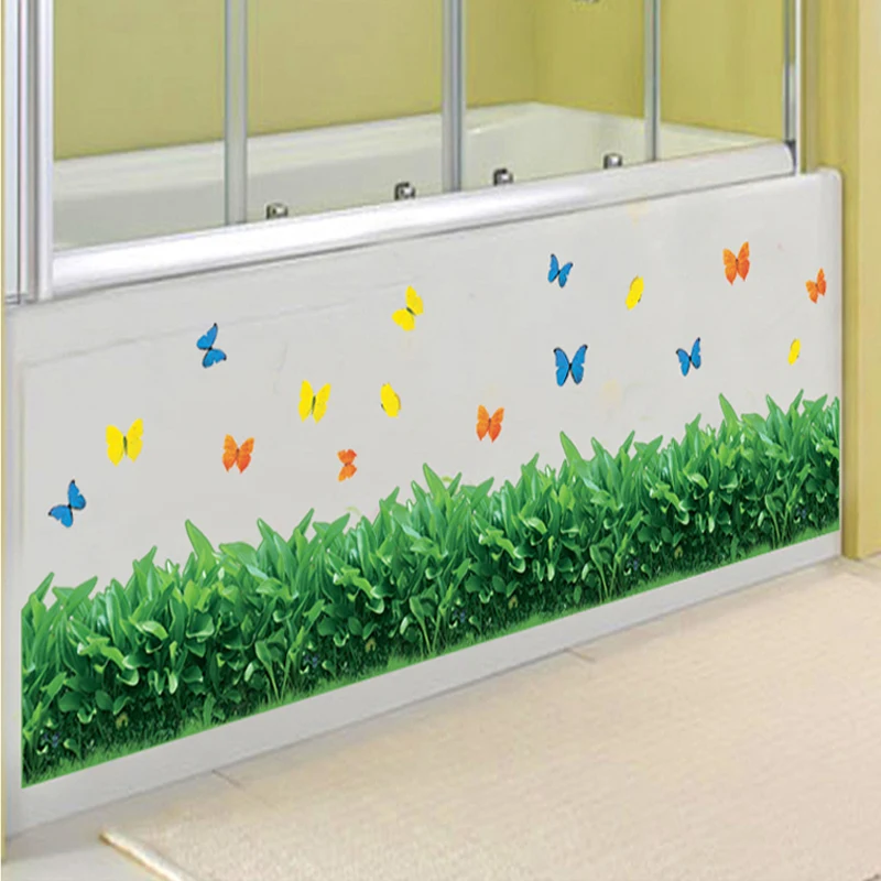 Линия стопы Baseboard крышка Настенная Наклейка угловые наклейки зеленая трава украшение для дома бабочки DIY виниловое панно для стекла гостиной