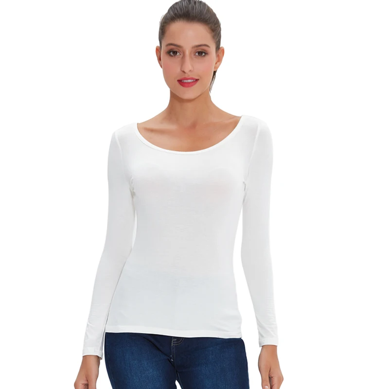 color 2 ( 1 pc) 2 шт./3 шт. в упаковке, вискоза, спандекс, джемпер, женская блузка с длинным рукавом, эластичная Удобная майка A0305 - Цвет: color 2 ( 1 pc)