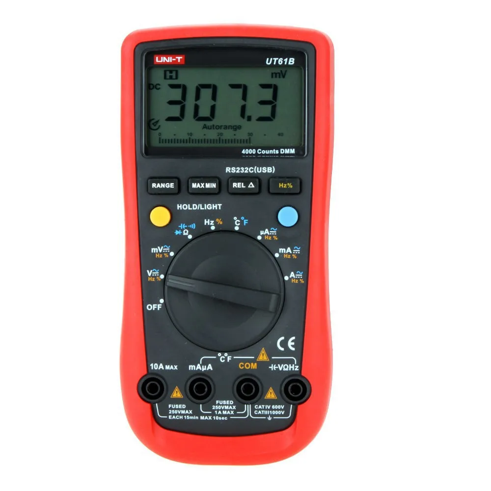 UNI-T UT61B Modern Digital Multimeters UT-61B AC/DC Voltage Current C/F Temperature Tester Supports RS-232 and USB Cable