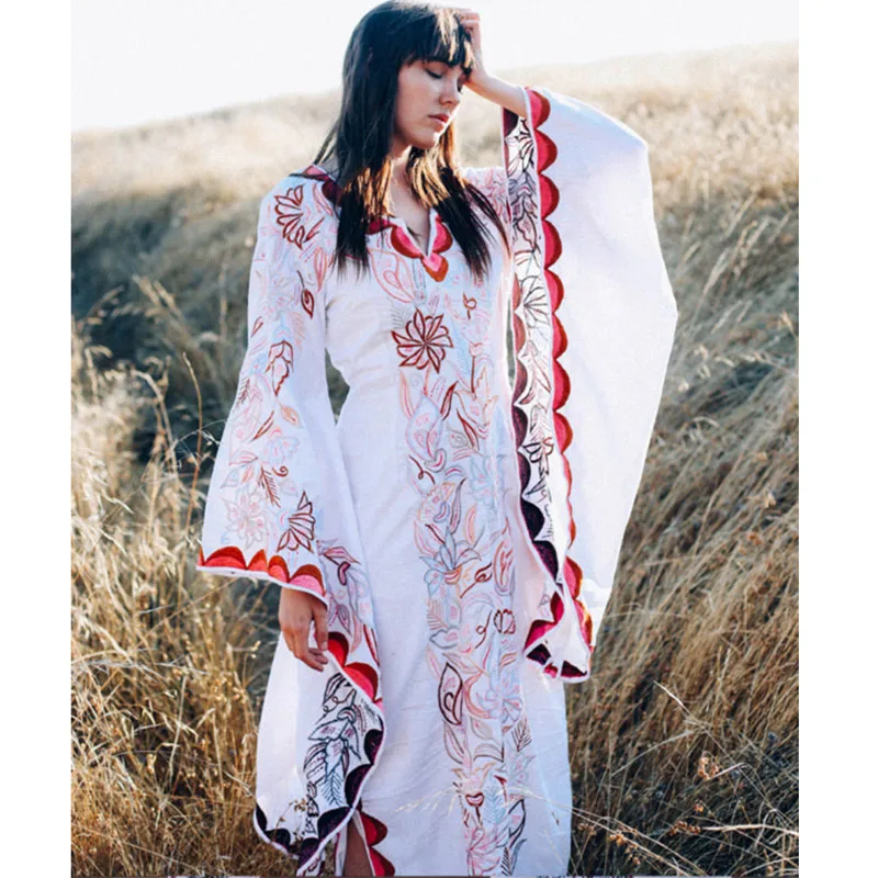 Винтаж платье в пол с принтом для женщин 2021 Полная Платья Туника женские платья