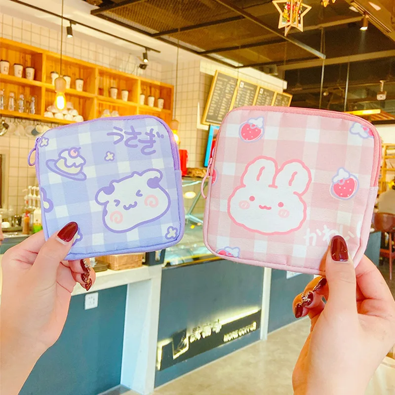 

Cartoon Tampon Storage Bag Mini Cosmetic Bag Women Portable Sanitary Pad Headphone Storage Pouch Coin Purse Data Cable Organizer