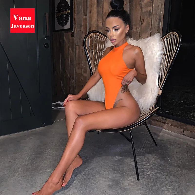 

Slim Halter Bodysuits Women Sexy High Waist Stretch Rompers Knitted Sleeveless Basic Tops Streetwear Bodysuits Summer