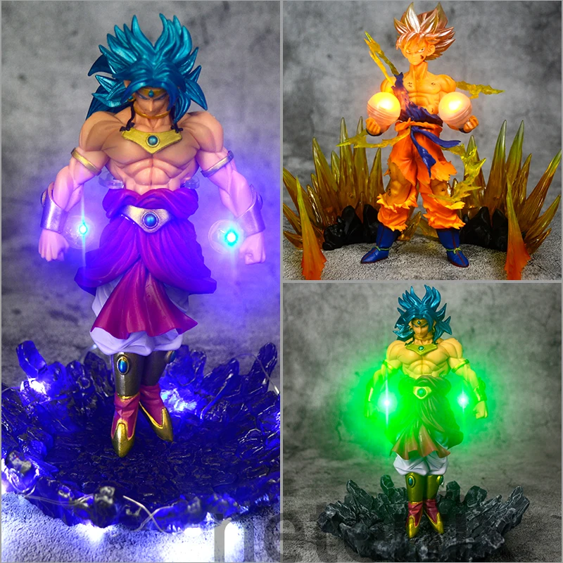 Аниме Dragon Ball Z Son Goku Broly Супер Saiyan 3 4 Светодиодная Фигурка Diy Ночной светильник